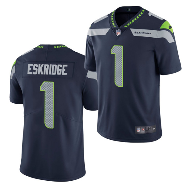 Men's Seattle Seahawks #1 D'Wayne Eskridge Navy Vapor Untouchable Limited Stitched Jersey